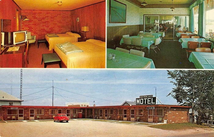 Northern Lights Motel & Restaurant - Old Postcard Photo